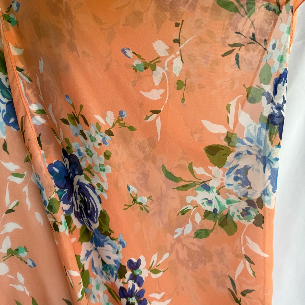 Orange and Blue Kimono Robe with Fringe - Picture 2 of 9